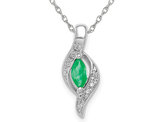 1/6 Carat (ctw) Marquise Emerald Pendant Necklace in 10K White Gold with Chain